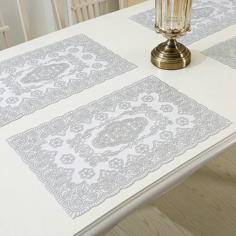 6/4pcs Insulation Mat European Food Cushion Plate Cutlery Cup Cushion PVC Coaster  Table Mat Placemat Bowl Mats Dining Table Mat