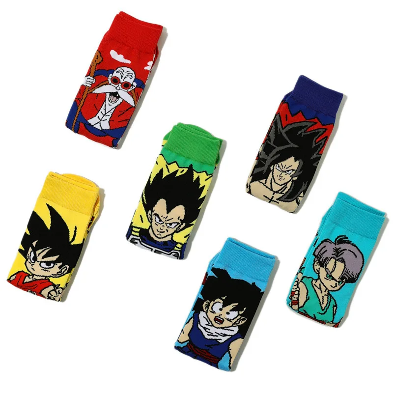 Anime Dragon Ball Bawełniane skarpetki Kid Son Goku Hip Hop Skateboard Długie pończochy Jesień Zima Elastyczne ciepłe skarpetki Prezent świąteczny