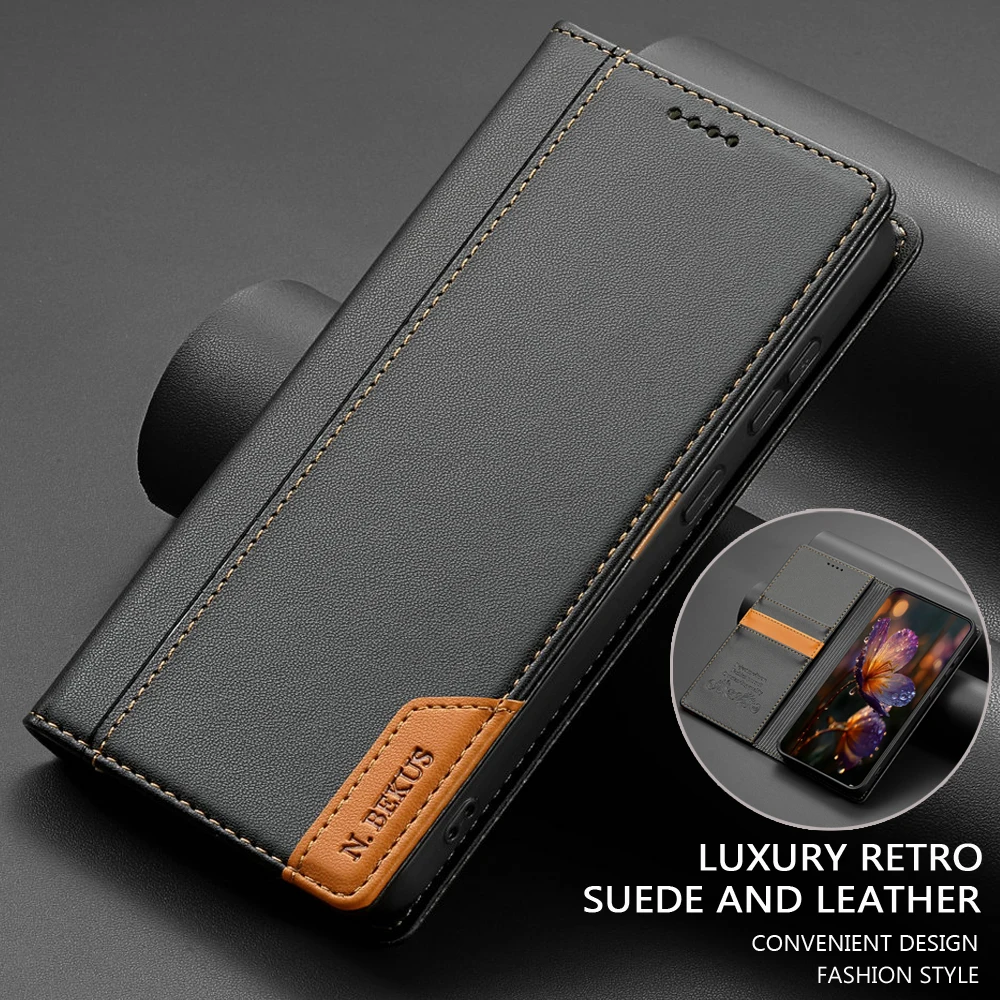Funda de Lujo para Xiaomi Redmi Note 15 Pro Plus 5G, Funda de Cuero con RFID para Redmi Note 13 14 Pro, Funda con Tapa para Teléfono MI Redmi 14c 4G