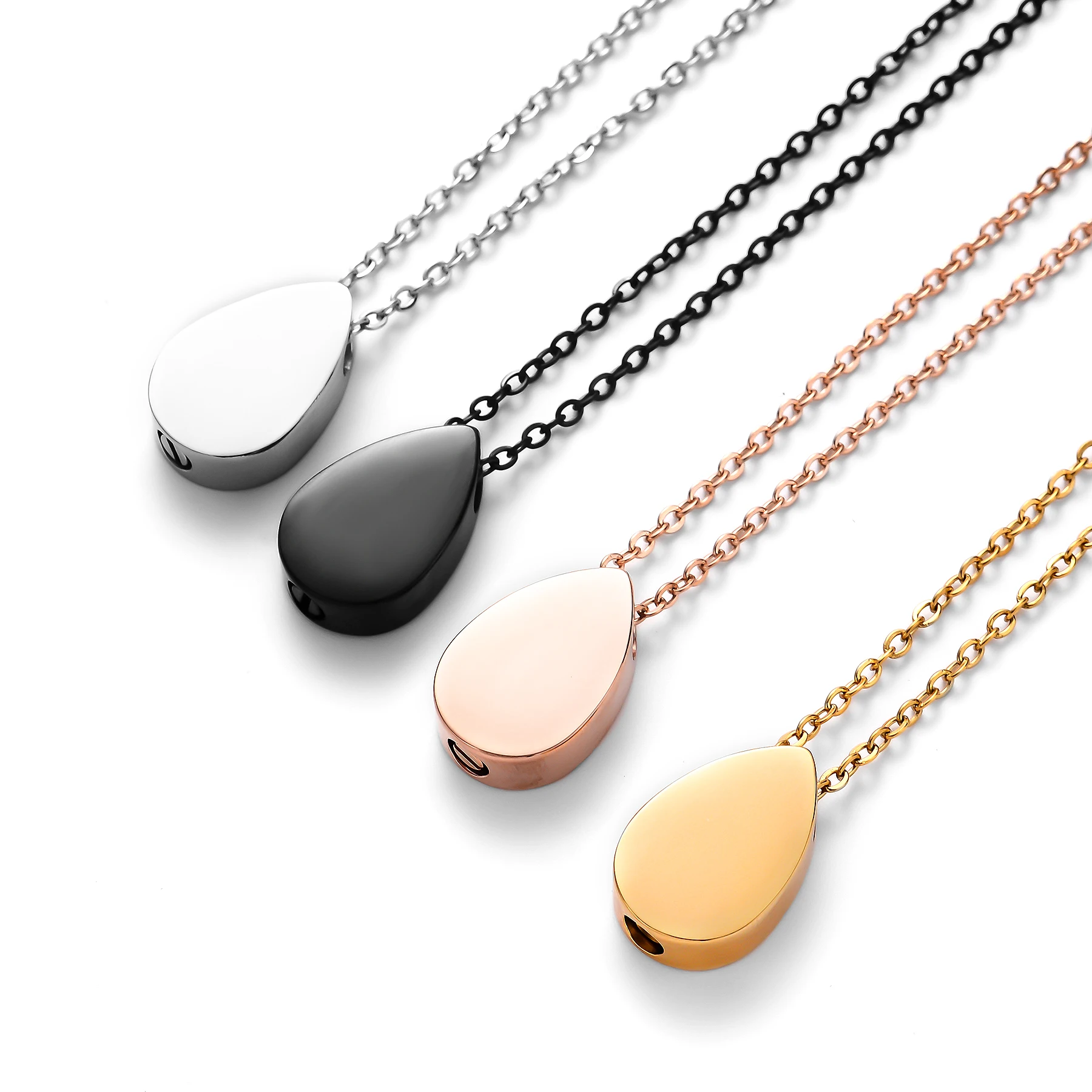 

Dropshipping Blank Stainless Steel Teardrop Cremation Urn Necklace Pendant with Fill Kit Ashes Jewelry 4 Colors