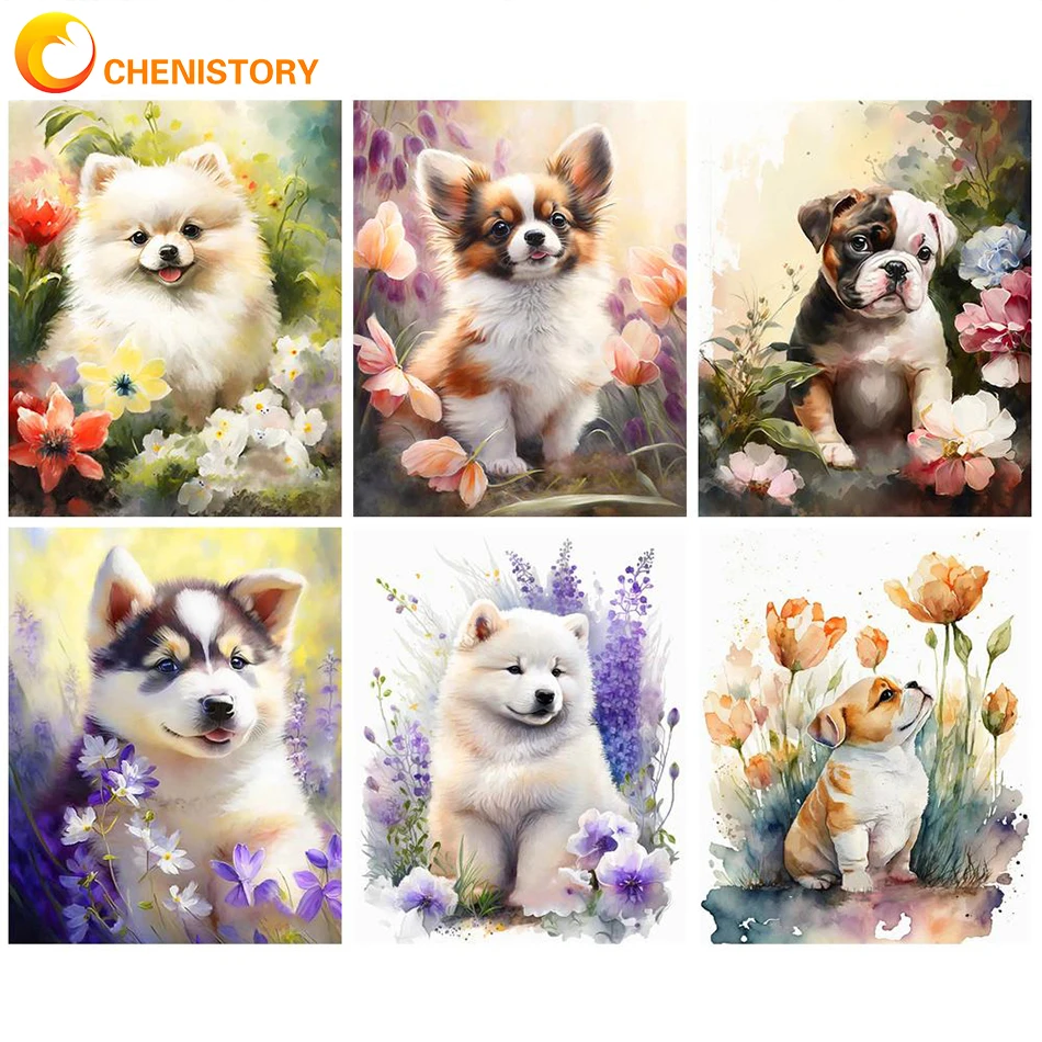 

CHENISTORY 60x75cm Oil Painting By Numbers Dog Landscape Kits For Adults Children Unique Gift Mordern For Home Wall Art Decor