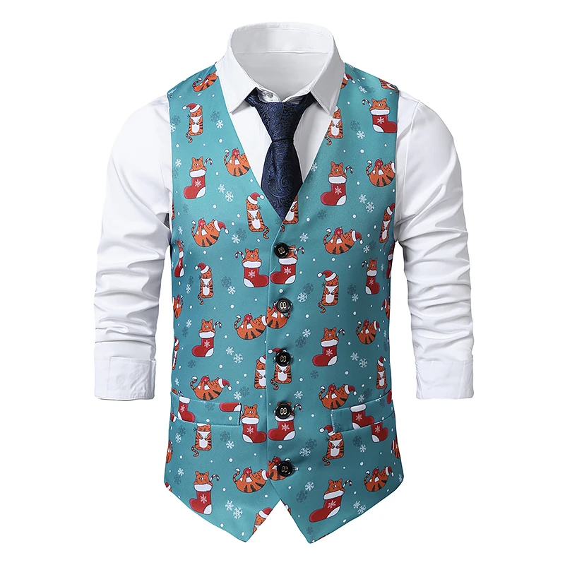 

Новинка осени: Мужской жилет с геометрическим принтом, V-образным вырезом, на одной пуговице, приталенный, молодежный, повседневный, для активного образа жизни