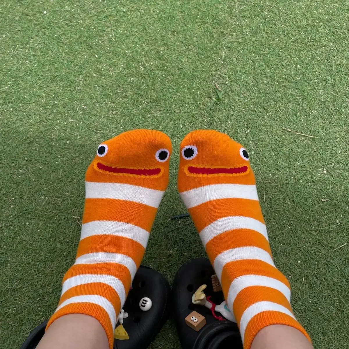 1/3 Doppel Garten Aal Gedruckt Männer Frauen Mittlere Socken Modische Niedlichen Cartoon Streifen Weiche Bequeme Vier Jahreszeiten Casual Socken – Detail 5