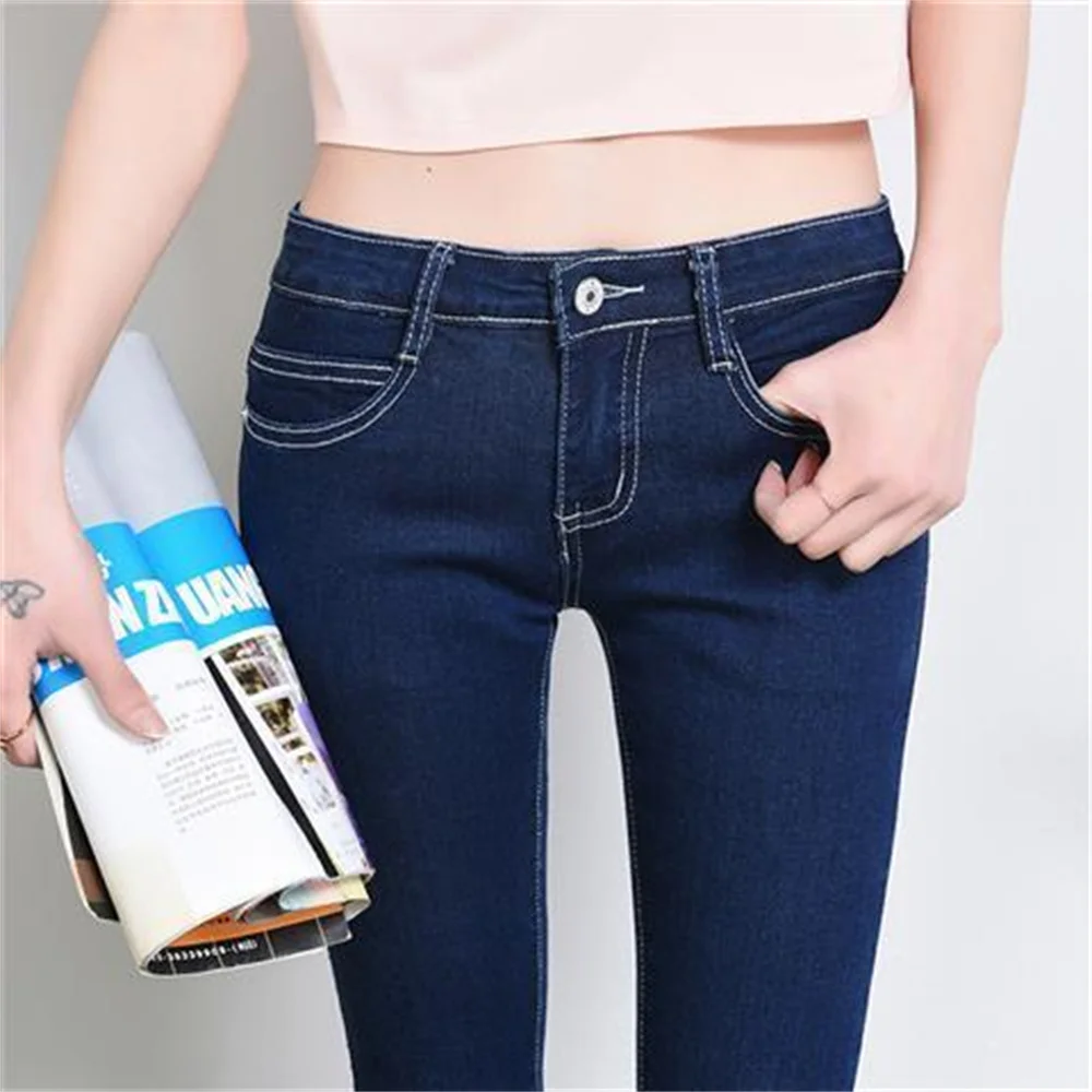 Imagem -06 - Calça Jeans de Cintura Alta Feminina Calça Elástica Feminina Roupas Apertadas Slim Fit Casual Outono Nova 2023