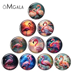 New Beauty Pink Flamingo Art Paintings 12mm/18mm/20mm/25mm Round photo glass cabochon demo flat back Making findings