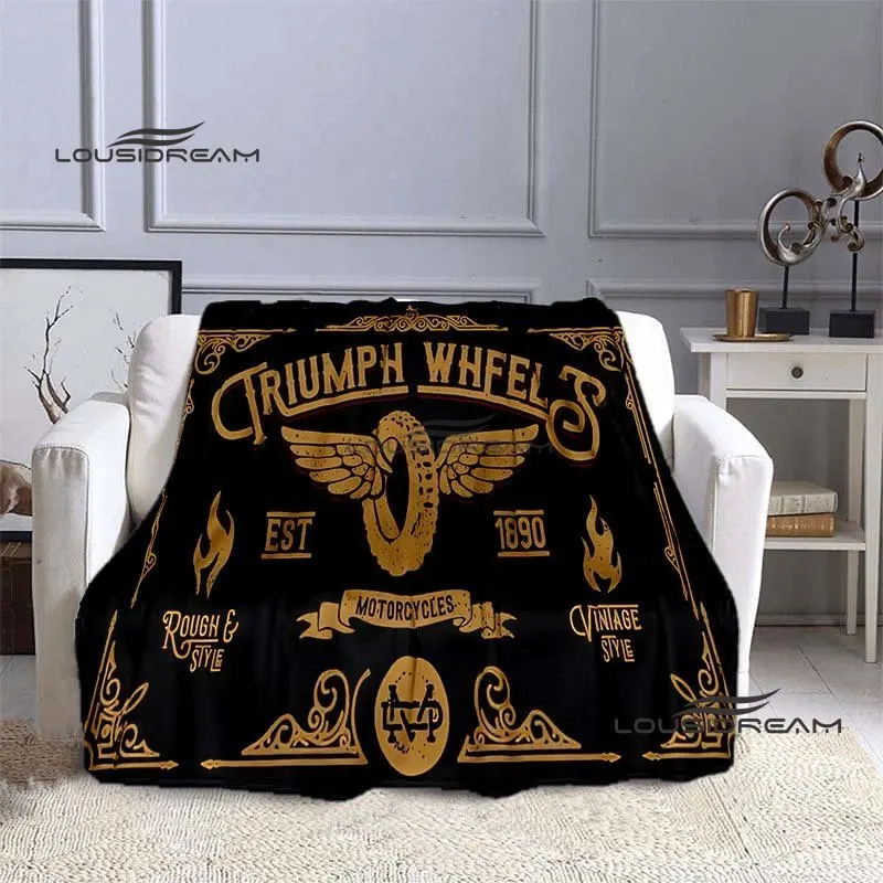 Retro Motorcycle Blanket 3D printing Triumph Throw Blanket Birthday Christmas Gift Bedroom Sofa Nap Travel Camping Warm Blanket