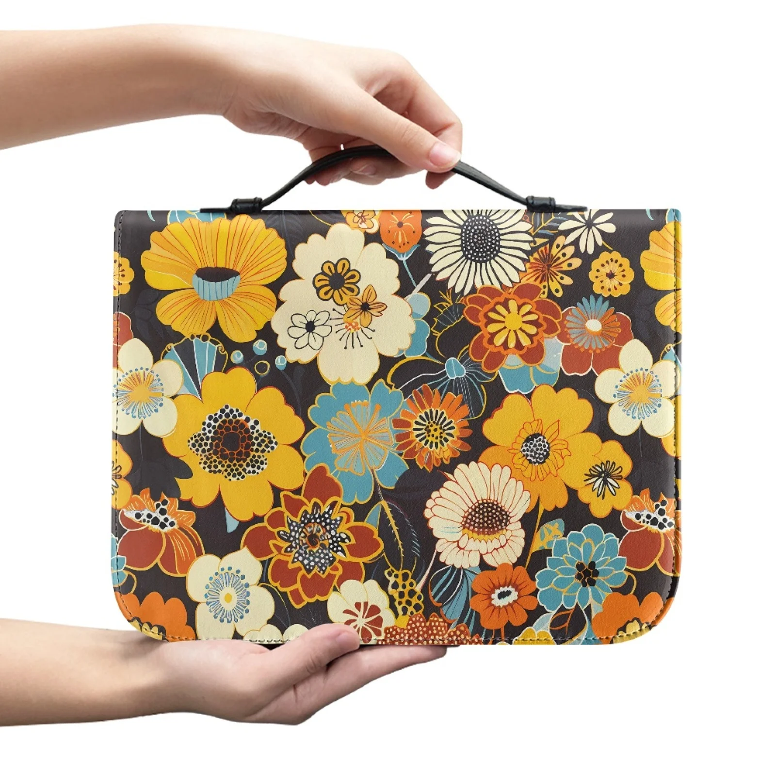 XIXIRIMIDO Retro Floral Theme New Arrival Protective Bible Hand Bag for Men PU Leather Bible Protector
