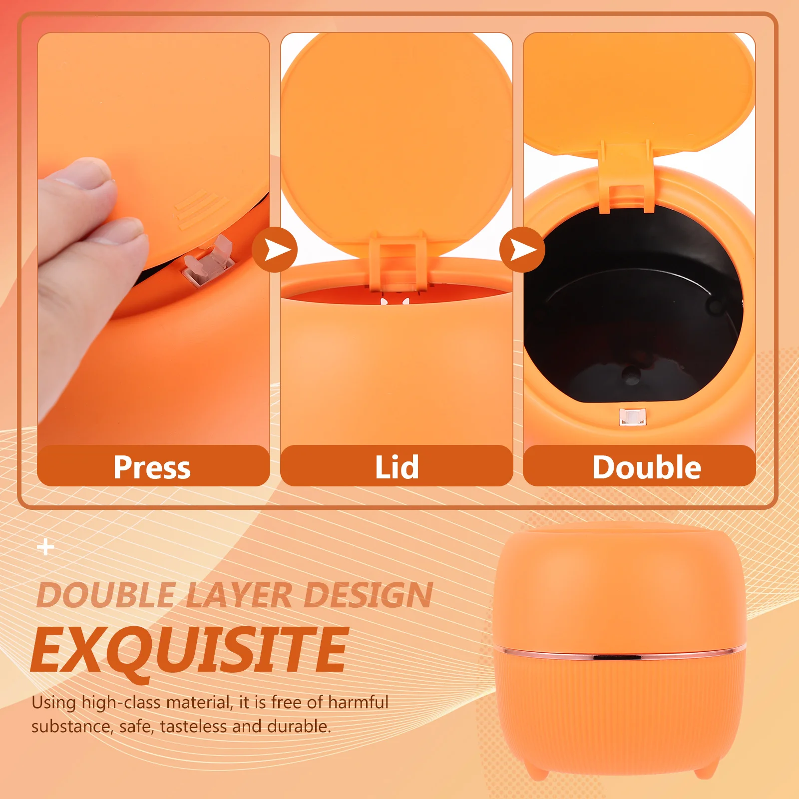 

Mini Desktop Trash Can Plastic Lid Compact Elegant Creative Waste Paper Container Office Table Storage Desktop Trash Can