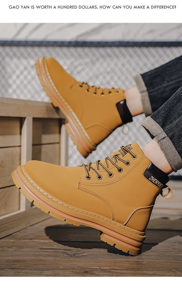 Modische Herren-High-Top-Stiefel, weiches Komfortfutter, verschleißfeste Sohle, ideal für Outdoor-Sport und Wandern. – Detail 19