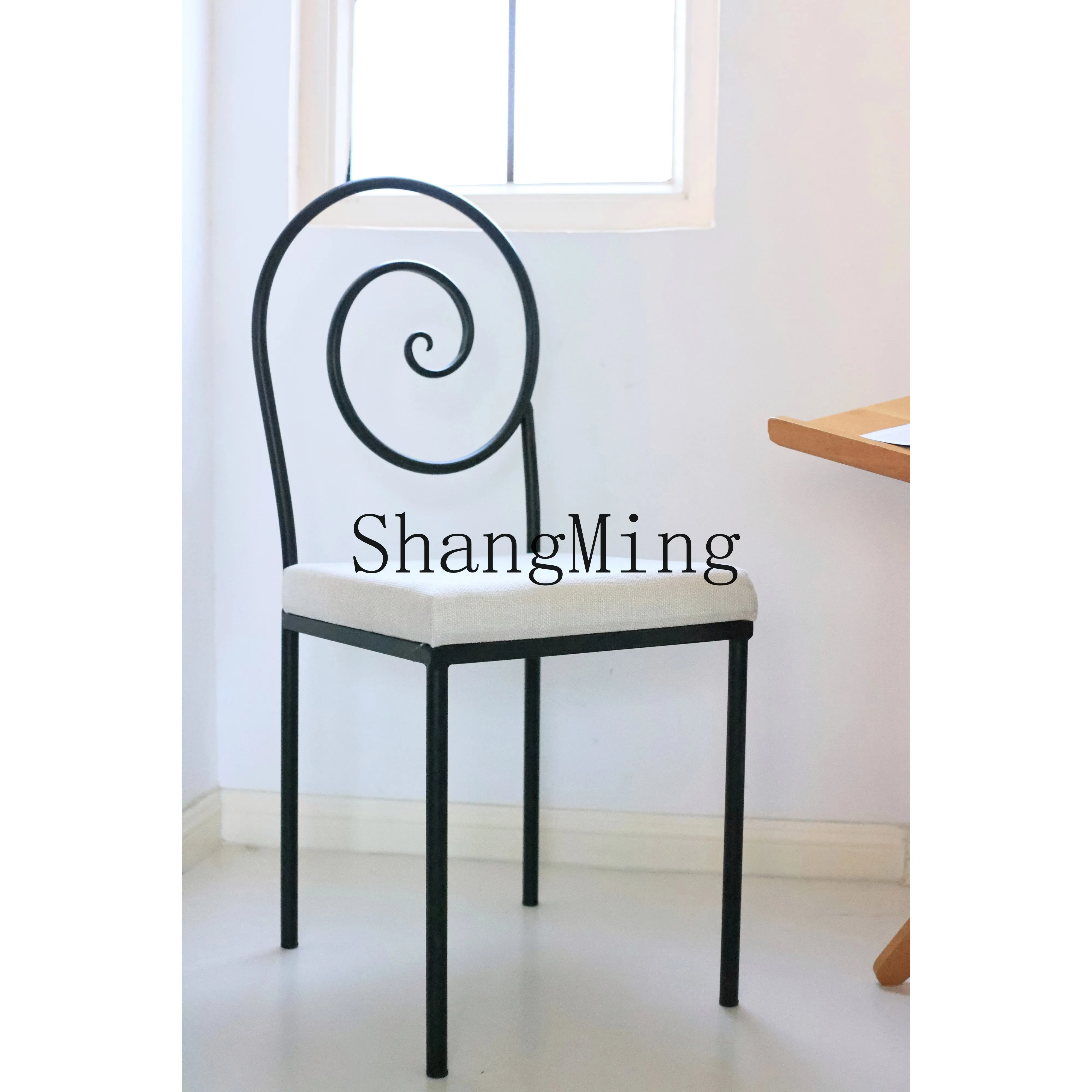 FG good-looking Retro Style Metal Vintage Single Dining Chair Sofa Niche Soft Decoration