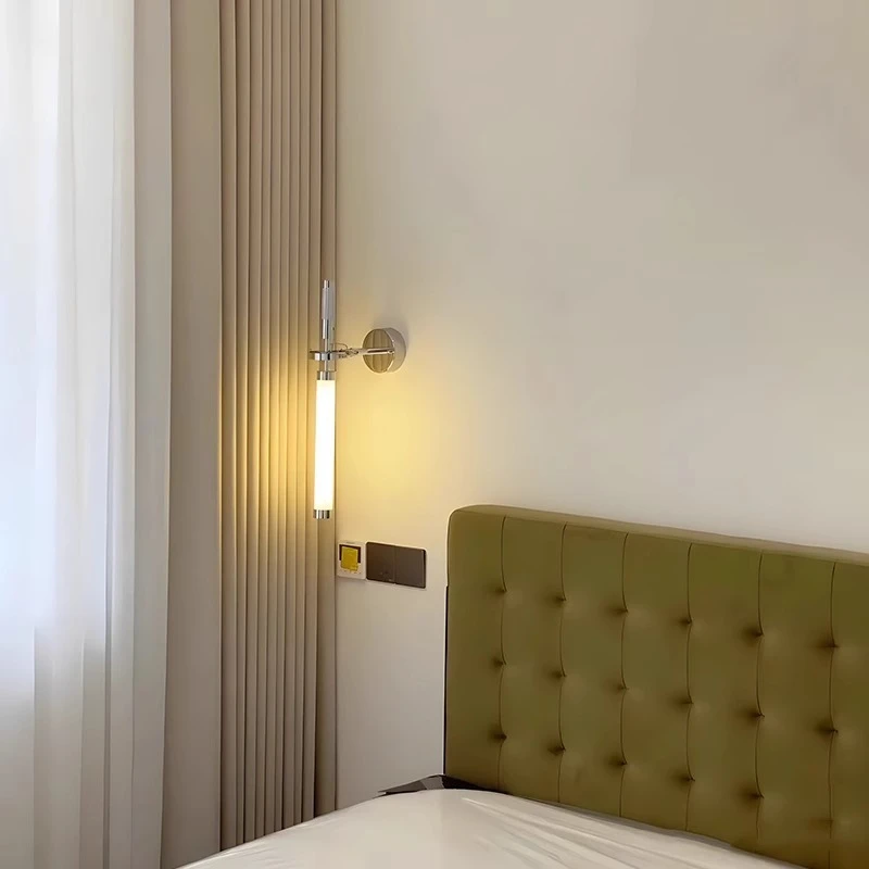 Modern Bedroom Bedside Reading Wall Lamps Electroplated Silver Iron Art Study Kitchen Living Room Adjustable Angle Sconces Light