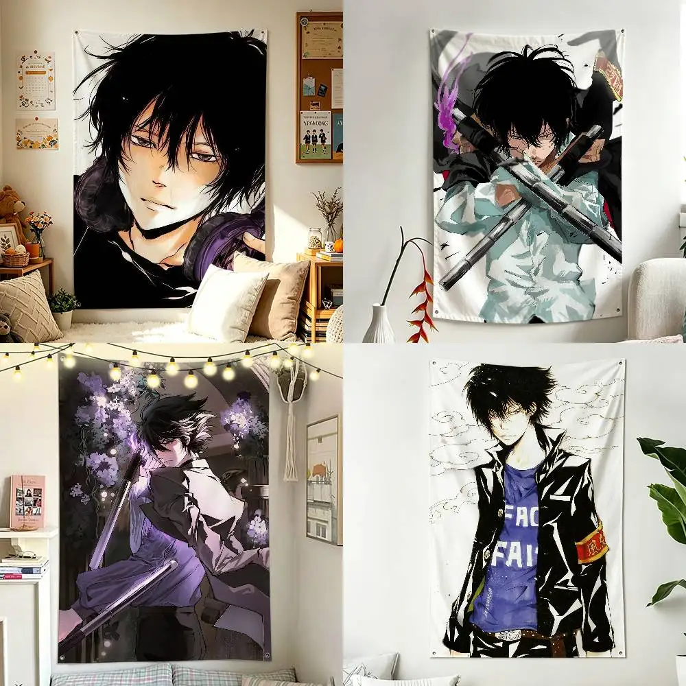 H-HITMAN R-REBORN Hibari K-Kyoya Anime Home Decor Vertical Flags Indoor Outdoor Hanging Decor for Bedroom Living Room Wall Decor