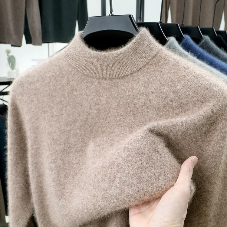 

Зимний вязаный свитер, свободный для пригородных поездок, мужской свитер с высоким воротником Faion Ciscape Thiened Long Sve Color Crew Ne