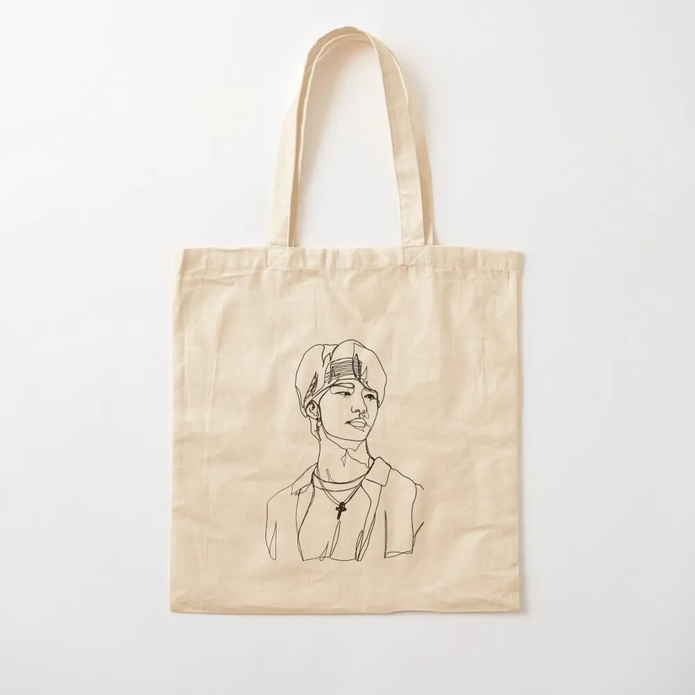 

Hwang Hyunjin One Line Tote Bag женская сумка для покупок складная многоразовая сумка Canvas Tote