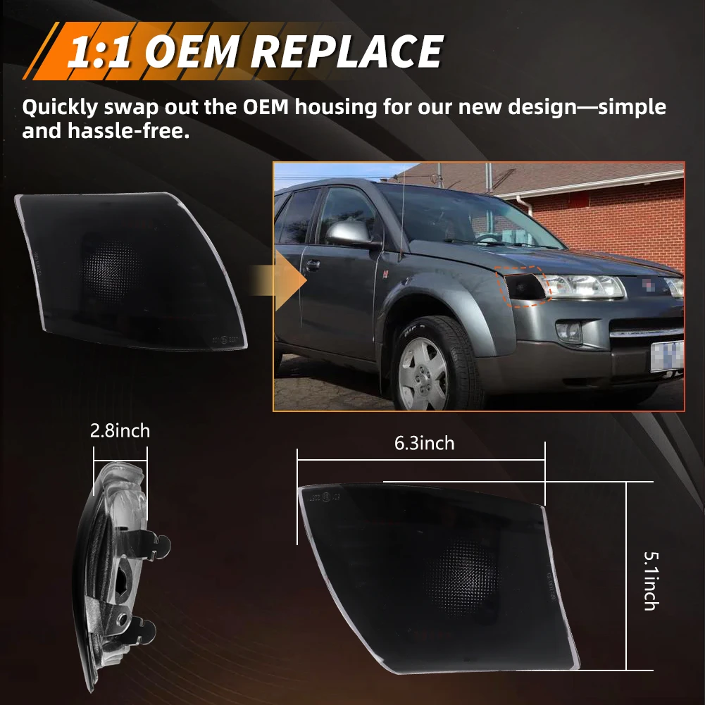 

2Pcs For 2002 2003 2004 2005 Saturn Vue ﻿Front Turn Signal Light Corner Light Side Marker Light Parking Light With Full LED