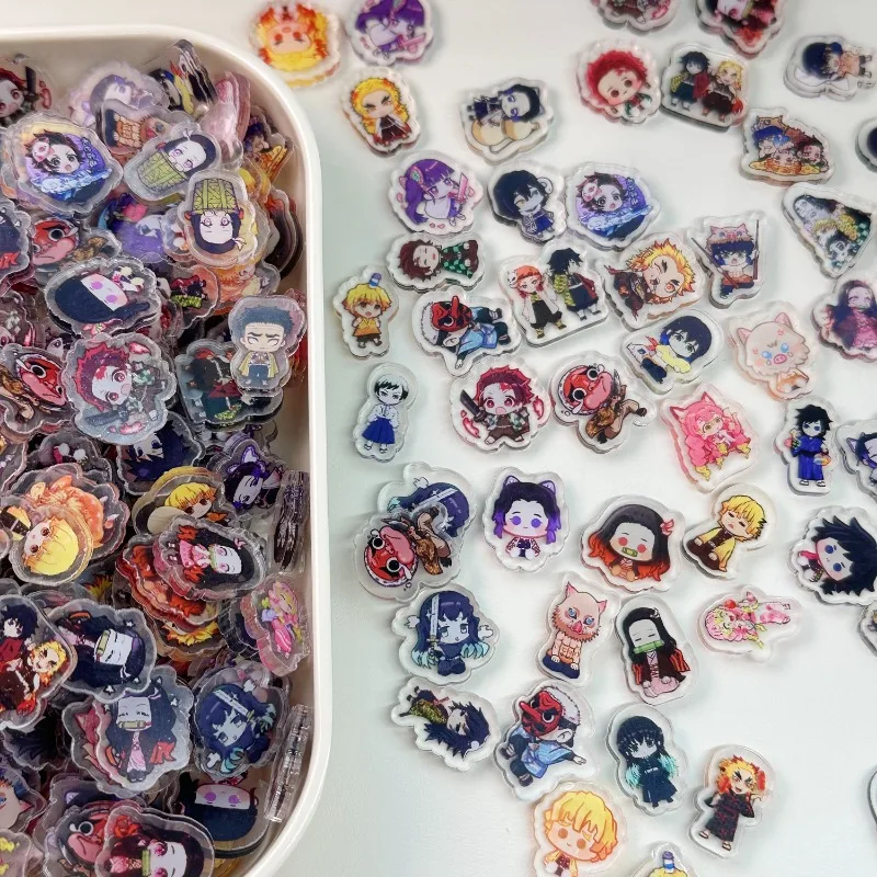 35PCS 악마 슬레이어 크리 에이 티브 주변 아크릴 패치 양면 필름 투명 그림 프레임 반지 높은 아름다움 DIY Accessorie