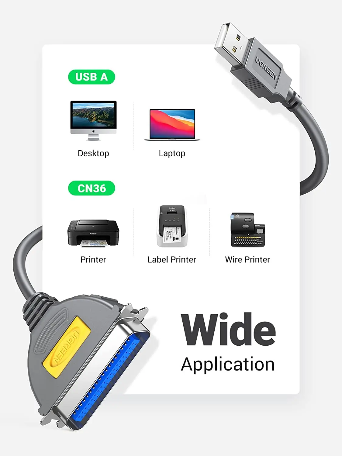 UGREEN USB-параллельный порт USB-адаптер кабеля принтера IEEE1284 CN36 Centronics