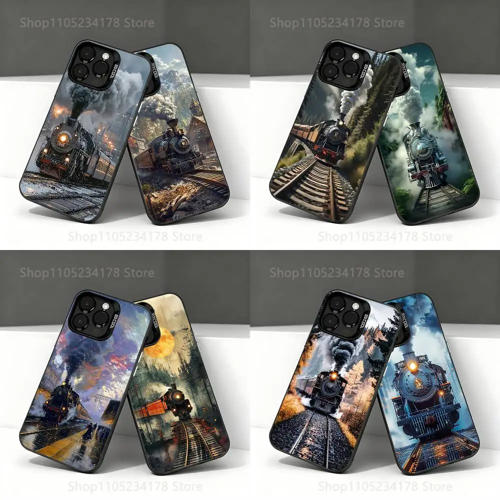 

Classic Steam Train Phone Case For iPhone 17,16,15,14,13,12,11,Pro,Max,Plus,E,Air,Mini Black IMD Cover