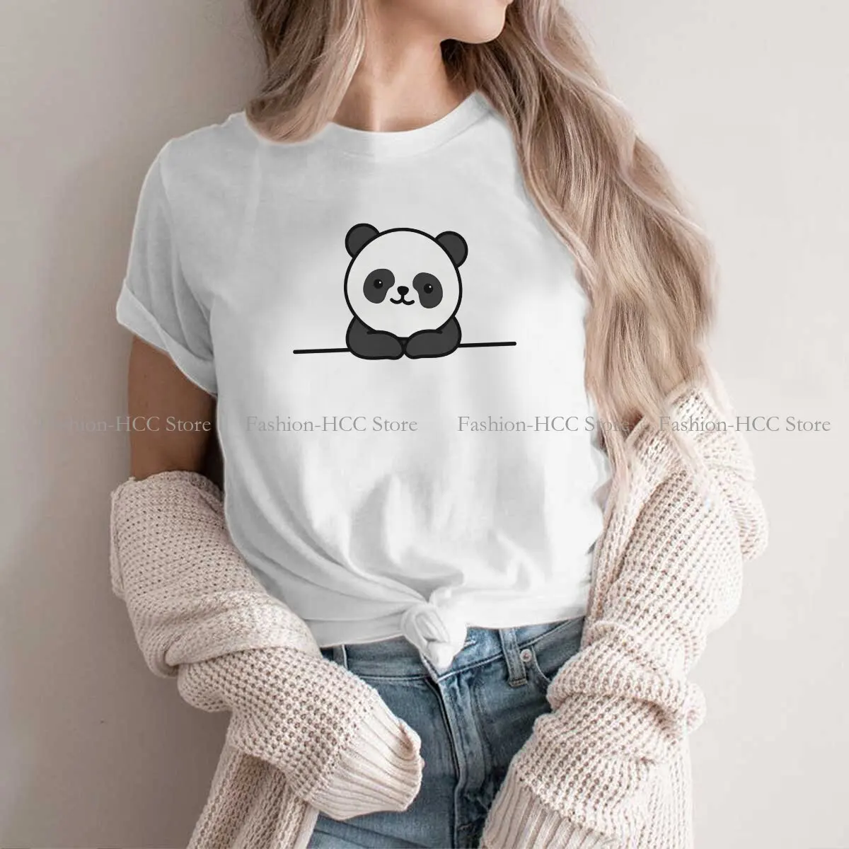 CUTE Casual Polyester TShirt Cute Panda Animal Creative Streetwear Leisure T Shirt Female Short Sleeve