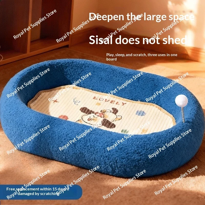 

Сизалевое гнездо для когтеточки, износостойкое и неразлагающееся встроенное всесезонное универсальное кошачье шлифовальное гнездо для раковины, анти-сезонный диван