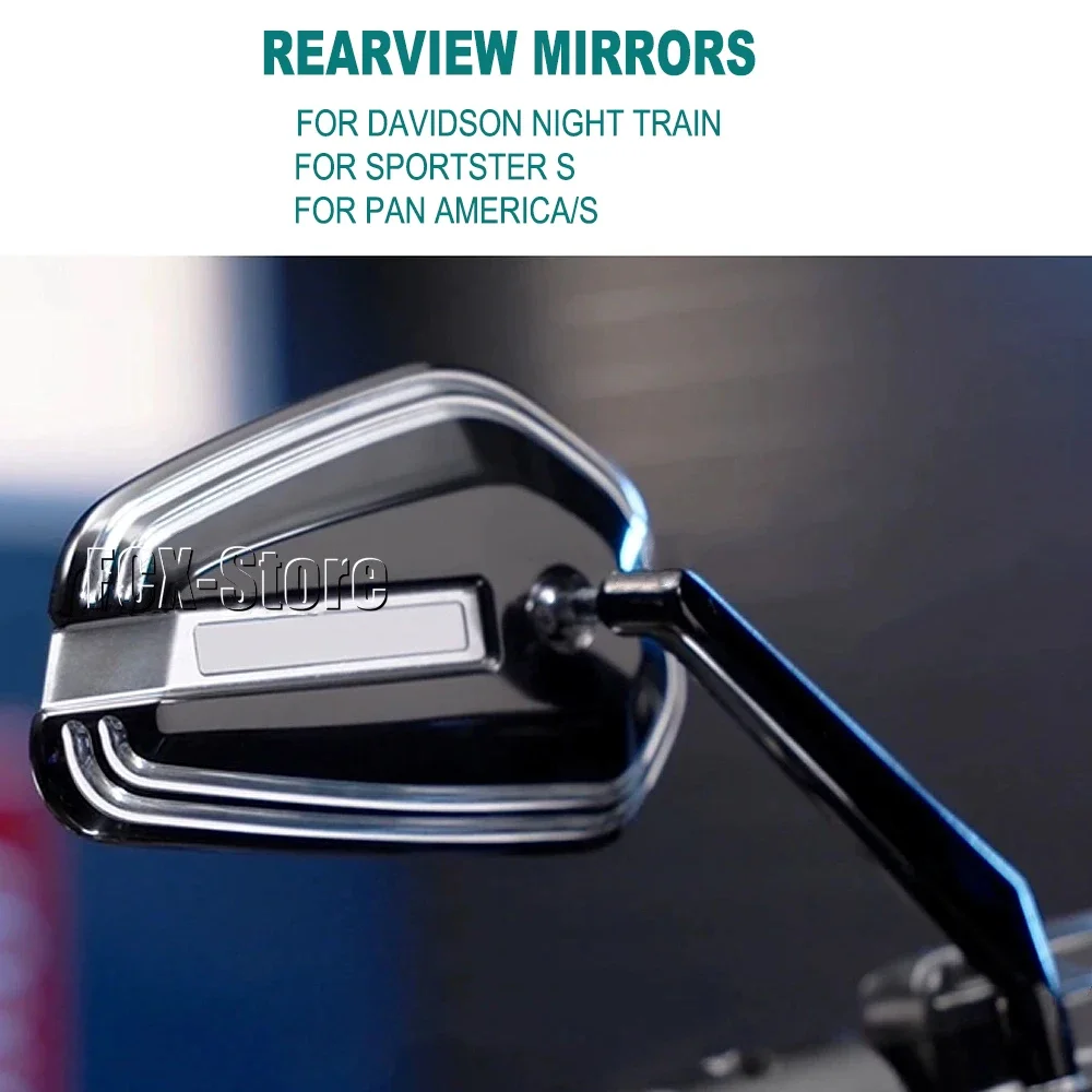 New Motorcycle Rearview Mirrors Black Silver Side Mirror For Pan America 1250 S PA1250 For Davidson Night Train For Sportster S