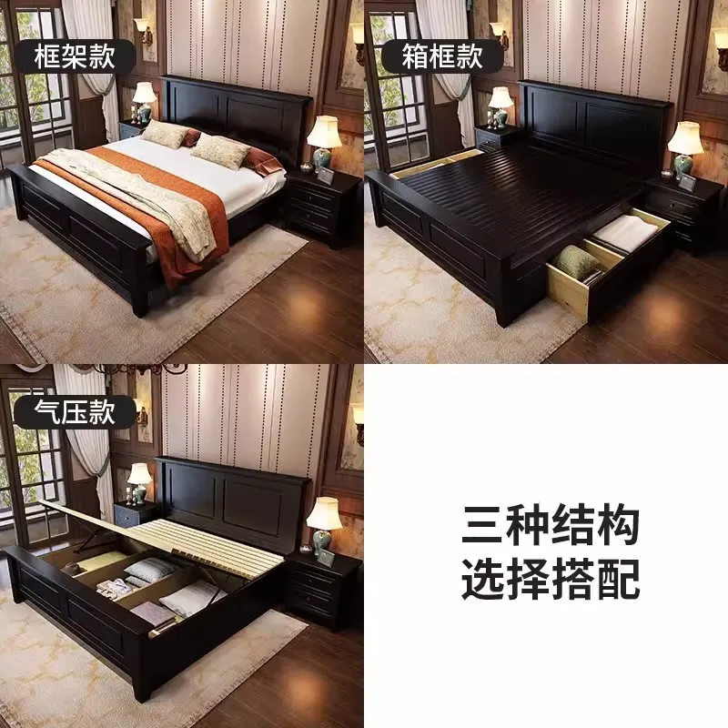 Solid wood bed white master bedroom double bed 1.8 meters storage 1.5m economical bed