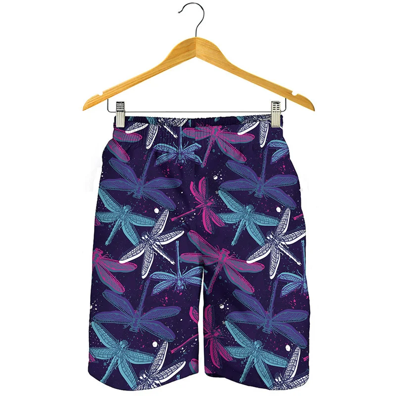 Dragonfly Pattern Shorts de praia masculino, impresso em 3D para crianças, calção de natação animal, calções de surf de verão