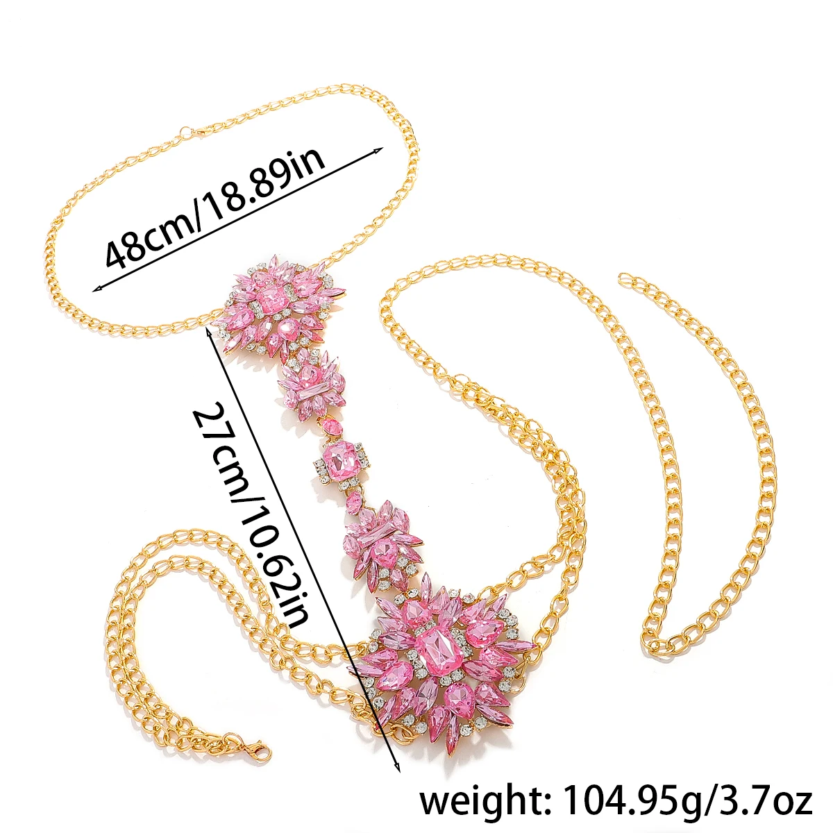 Dvacaman جديد براقة لامعة الوردي كريستال الجسم سلسلة مغر فو الأحجار الكريمة تصميم قسط المجوهرات الفاخرة مغرية الجسم ديكور #6