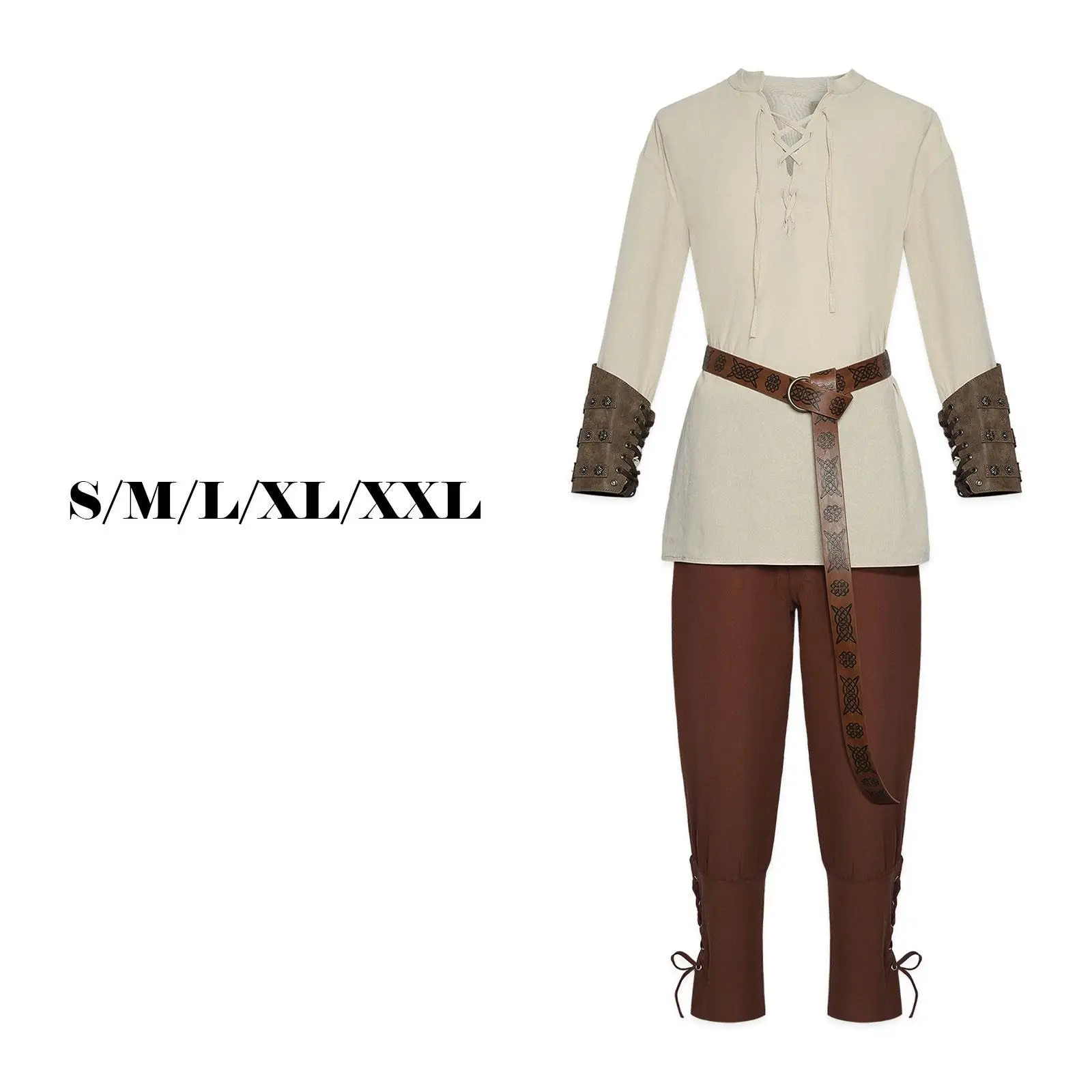 

4 Pieces Halloween Men's Renaissance Costume Set for Halloween Carnival