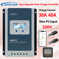 EPEVER New Upgrade 20A 30A 40A MPPT solar charge controller 12/24V Regulator MT52 WIFI Blue Max PV 100V