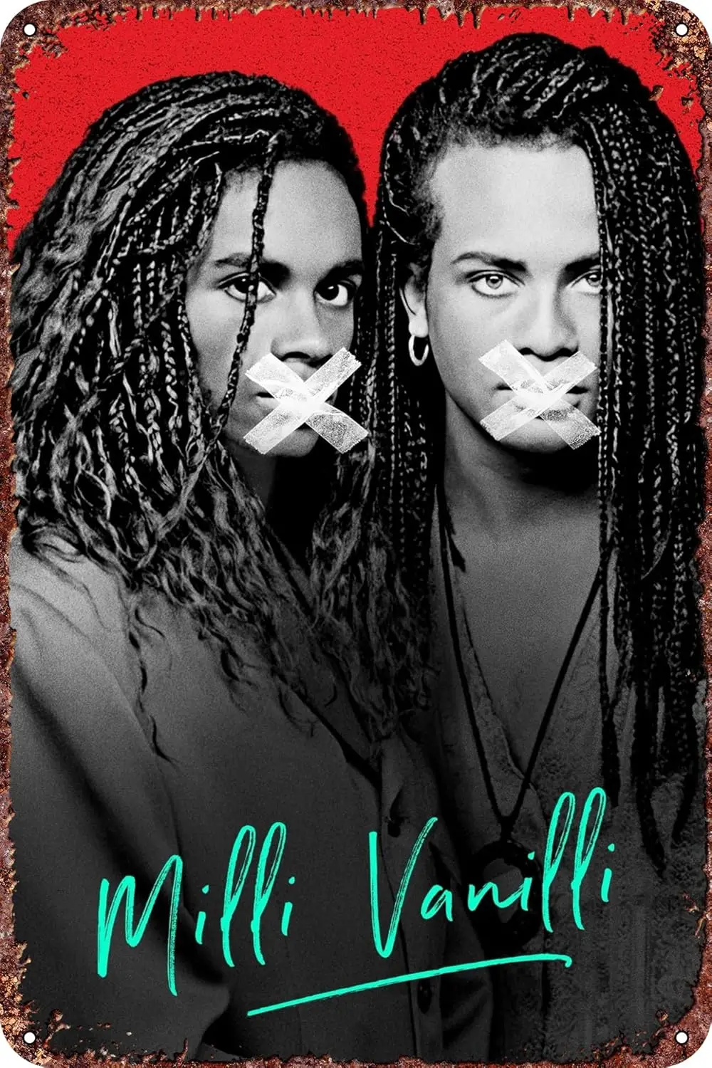 Milli Vanilli Vintage Metal Tin Sign Movie Poster Wall Art Decor 8x12 Inch for Home Cafes Office Store Pubs Club Sign Gift