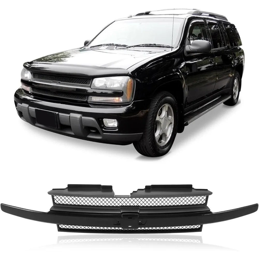 

Передняя решетка, черная центральная планка с темно-серой сеткой, совместимая с Chevy Trailblazer GM1200470 10358121 2002-2005 гг.