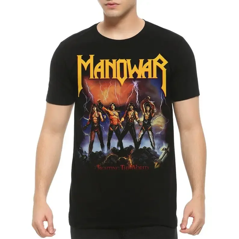 Manowar Fighting the World T-Shirt / Men's Women's Sizes / Cotton Tee (MAN-45872)