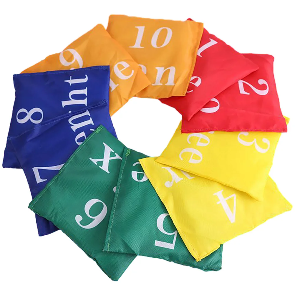 10 قطع من أكياس الرمل الرقمية ذات التصميم الملون، ألعاب تفاعلية محمولة لألعاب الرمي العائلية، هدية ممتعة للأطفال في الهواء الطلق #3