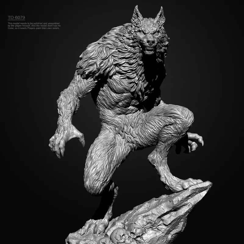 38mm 50mm 75mm Evil Adventurer Werewolf 3D Printing Resin White Models DIY Coloring Assembly Mini Figurines Models