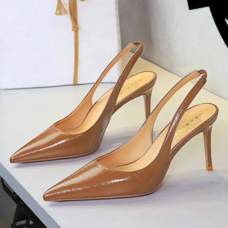 BIGTREE Shoes 2026 Summer New Design Pointed Toe PU Leather Sandals For Women Sexy Style Elegant Lady'S Shoes Party High Heels