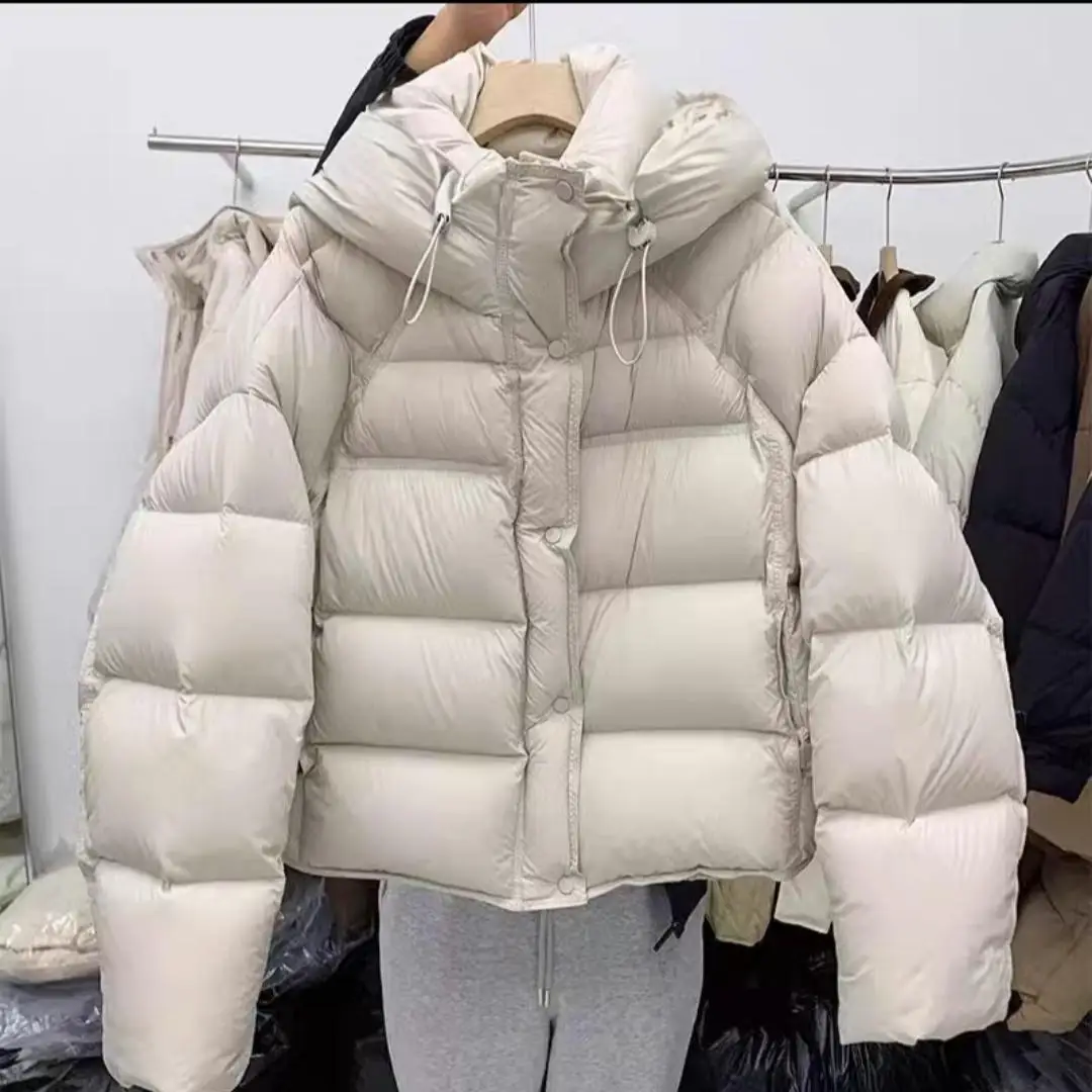 

2026 New Warm Coat with Hat Autumn and Winter Thick Cotton Coat Long Sleeved Cotton Jacket Parker Cotton Coat Can Matched Freely