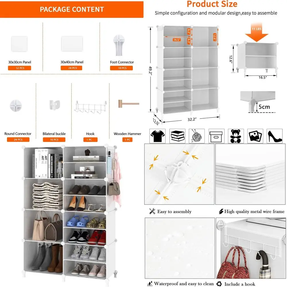 

8-Cube White Storage Organizer for Closets, Rooms, and Offices - Versatile Stackable Shelves