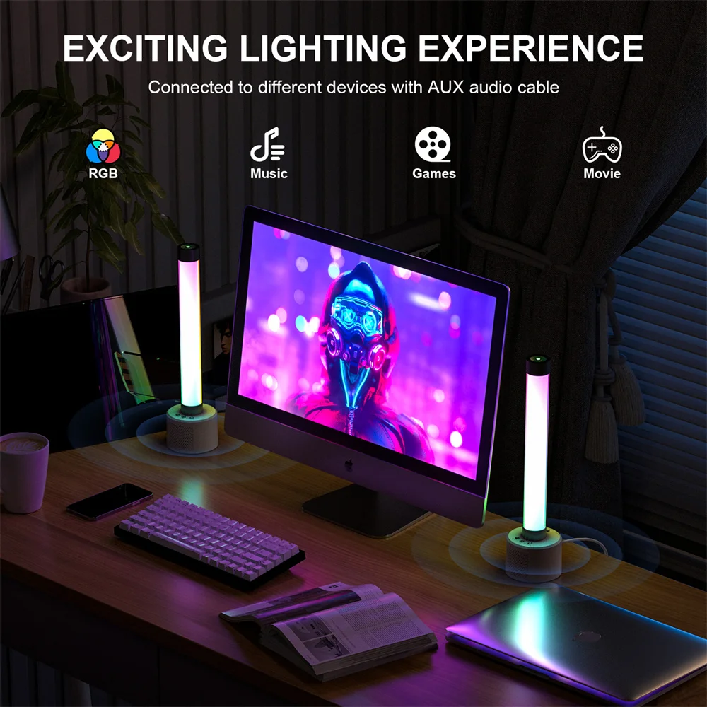 DayFlicker Desktop Floor Lamp Light Bars Night Light Music Rhythm Atmosphere Lights Backlight for Gaming TV Room Decoration Lamp