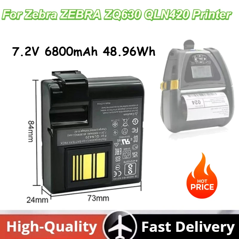 

Аккумуляторная литий-ионная батарея 7.2V 6800mAh/48.96Wh QLN420 для принтеров Zebra ZEBRA ZQ630 QLN420