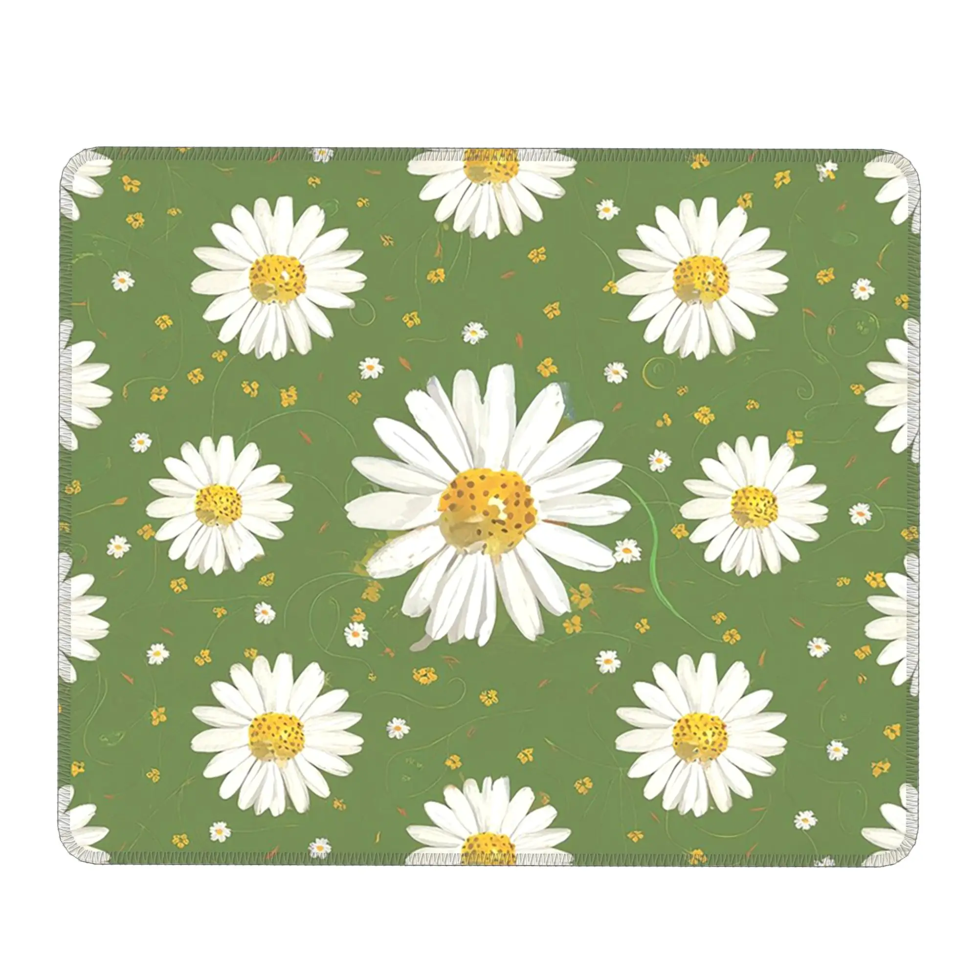 Adorable Daisy In Green Background Mouse Pad Computer Keyboard Mouse Mat Gamer PC Laptop Desk Mat Office Accessories Table Mats