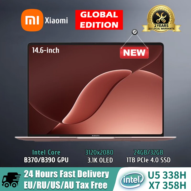 Xiaomi Book Pro 14 2026 MI Laptop 3rd Core Ultra 5 338H Ultra X7-358H 32GB 1TB 14.6inch 3.1K 120Hz OLED Screen Business Notebook