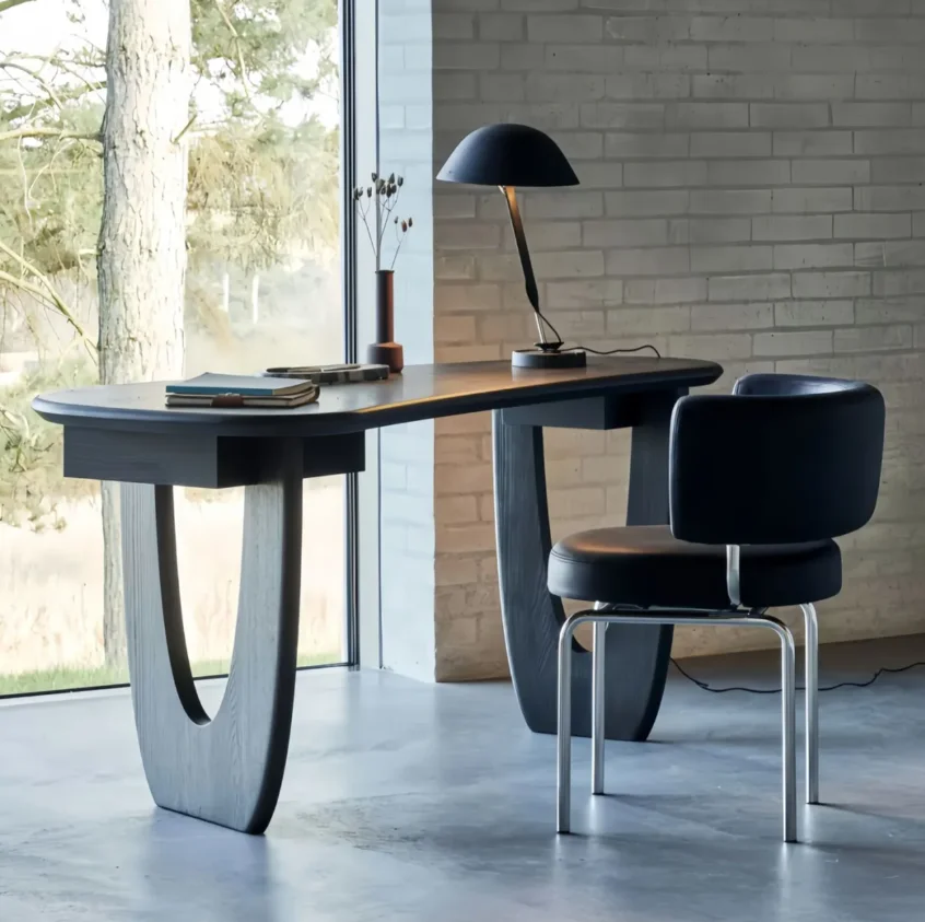 #French Solid Wood Home Desk, Study, Office Desk, Designer's Workbench, High-end Black Computer Desk