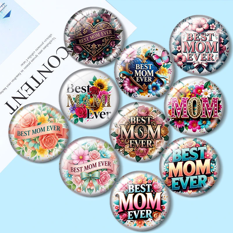 

Mom Ever Flora 12/18/20/25mm glass cabochon bracelet pendant rings for jewelry demo earrings back Making findings