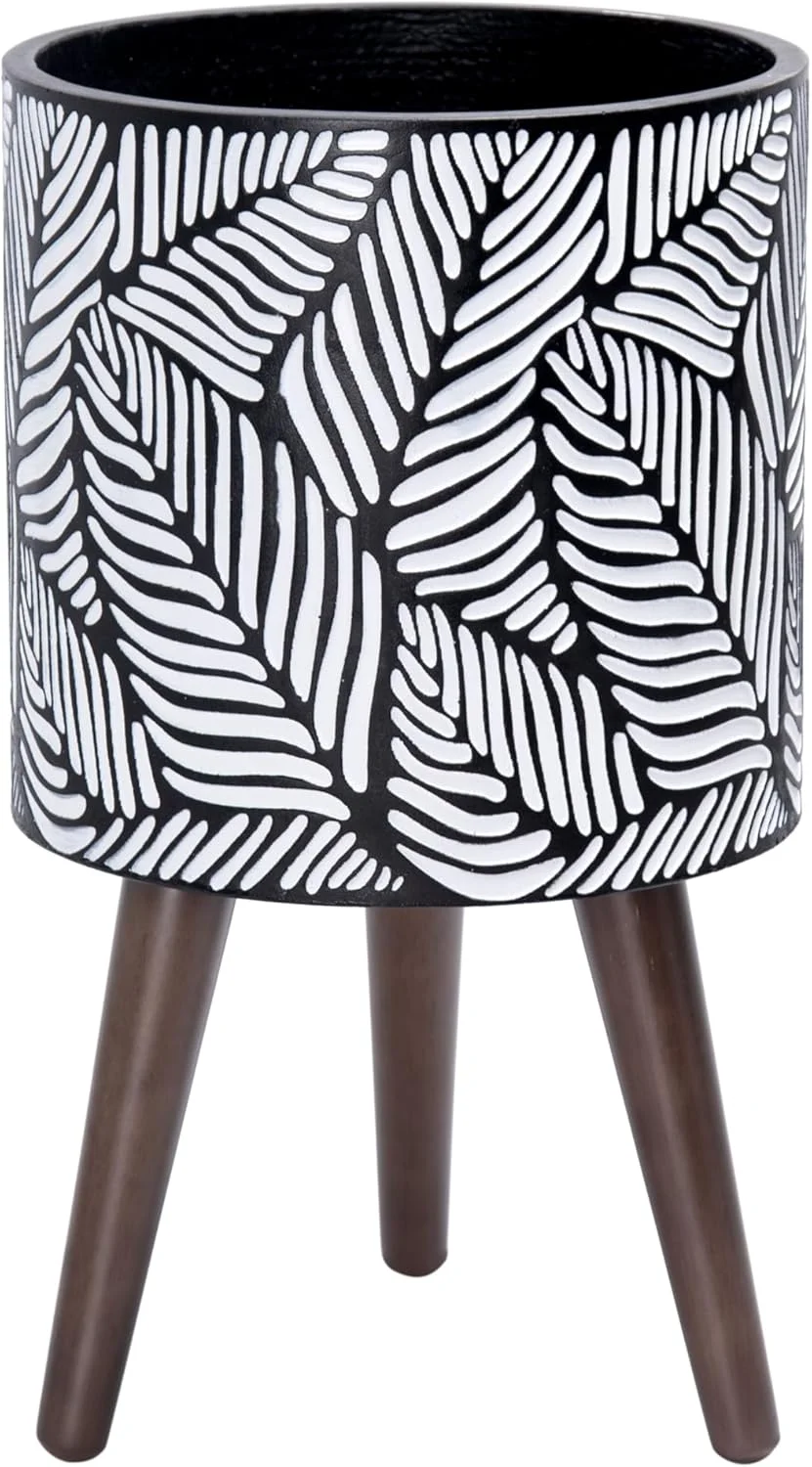 

10-дюймовое кашпо в стиле середины века с подставкой, белое/серое, для комнатных растений, на ножках, с дренажем