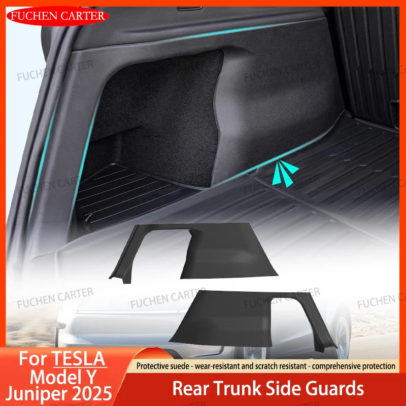 For Tesla ModelY Juniper 2025 2026 Rear Trunk Side Anti-Kick Pad TPE Full Coverage Protection Kit Car Anti-dirty Pad Accessories