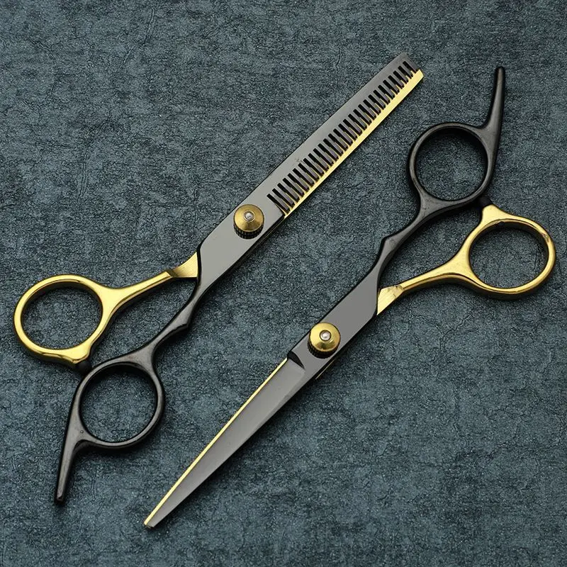 Professional Hair Cutting Scissors, Home Hair Cutting Barber/Salon Thinning Shears, Stainless Steel Hairdressing Black Golden