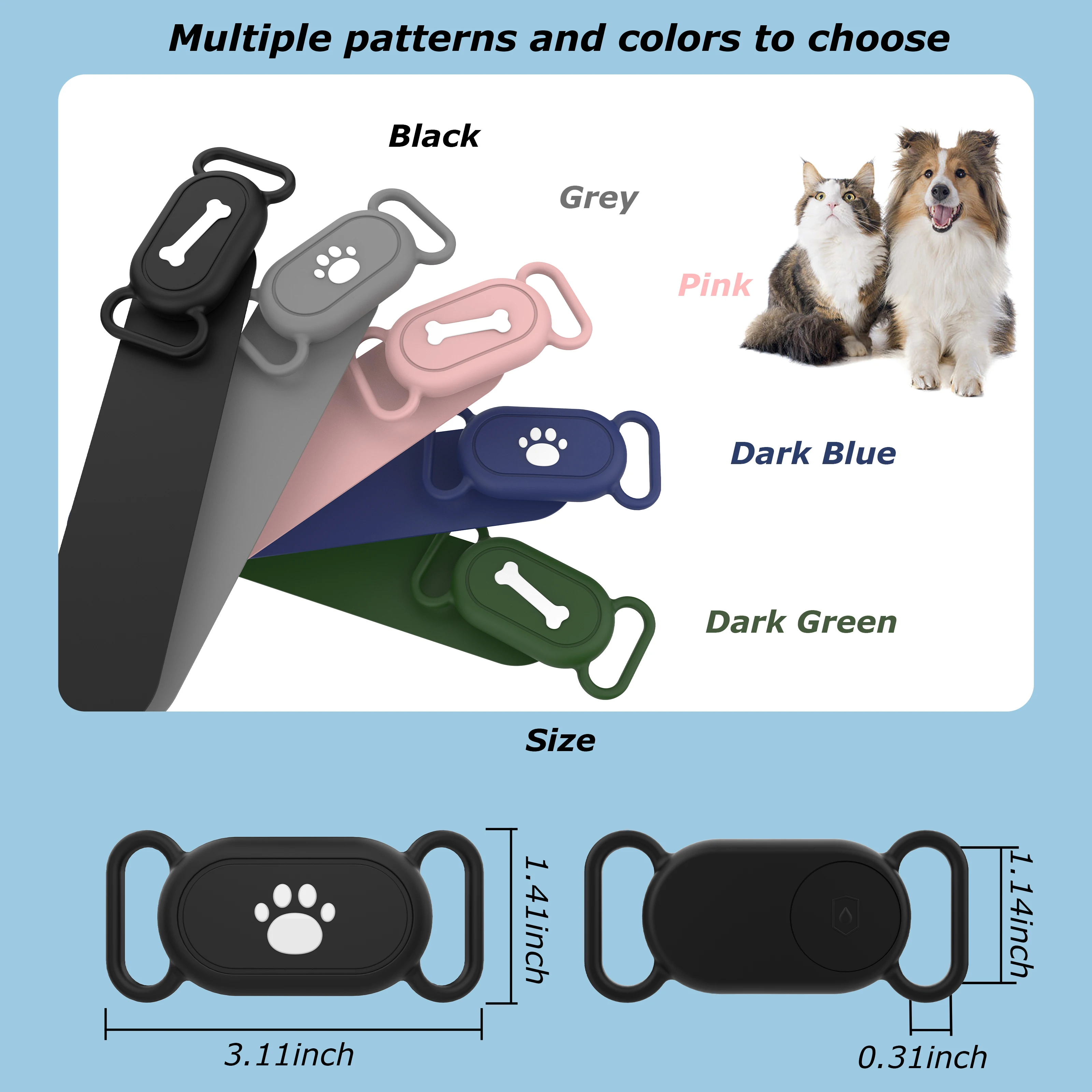 For Samsung Galaxy SmartTag2 Case Dog&Cat Tracker Cover, Silicone Protective Case for Galaxy Smart Tag 2 Holder for Pets