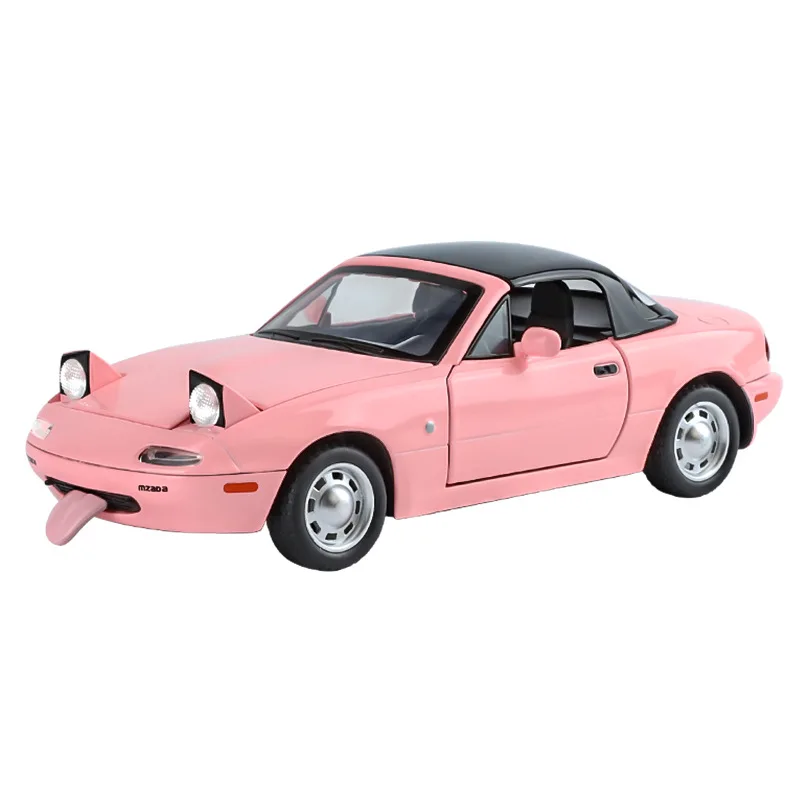 1:24 Mazda MX-5 Miniature Diecast Miata RoadSter Toy Car Model Sound & Light Doors Openable Collection Gift for Boy