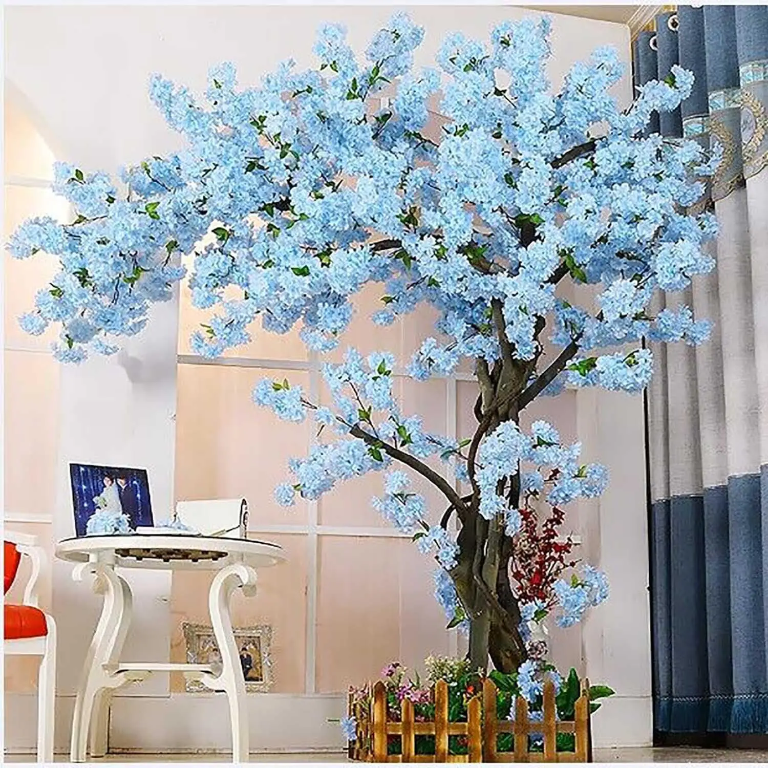 

Artificial Cherry BlossomTrees Blue Large Plant Cherry Blossom Handmade Tree Indoor Outdoor for Wedding Event Party Mall